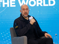 Prime Minister of Ukraine Denys Shmyhal attends the ''Ukraine and Europe: Toward a Common Future'' panel at the Kyiv International Economic...