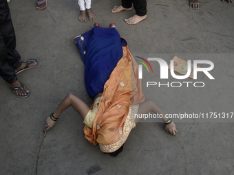 A Hindu devotee performs religious rituals near the Arabian Sea on the day of the Chhath Puja festival in Mumbai, India, on November 7, 2024...