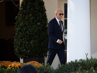 President Joe Biden walks out of the oval office to address senior staff and the nation on the results of the 2024 presidential election in...