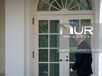 President Joe Biden returns to the oval office after addressing senior staff and the nation on the results of the 2024 presidential election...