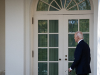 President Joe Biden returns to the oval office after addressing senior staff and the nation on the results of the 2024 presidential election...