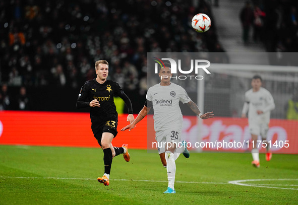 Tuta of Eintracht Frankfurt  controls the ball during the Eurepa League Round 4 match between Eintracht Frankfurt v SK Slavia Prague at the...