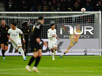 Antonin Kinsky of SK Slavia Prague  controls the ball during the Eurepa League Round 4 match between Eintracht Frankfurt v SK Slavia Prague...