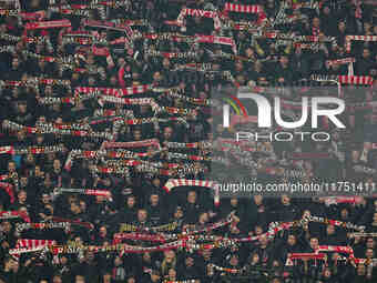  SK Slavia Prague fans  during the Eurepa League Round 4 match between Eintracht Frankfurt v SK Slavia Prague at the Deutsche Bank Park, Fra...