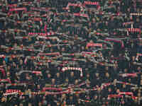  SK Slavia Prague fans  during the Eurepa League Round 4 match between Eintracht Frankfurt v SK Slavia Prague at the Deutsche Bank Park, Fra...