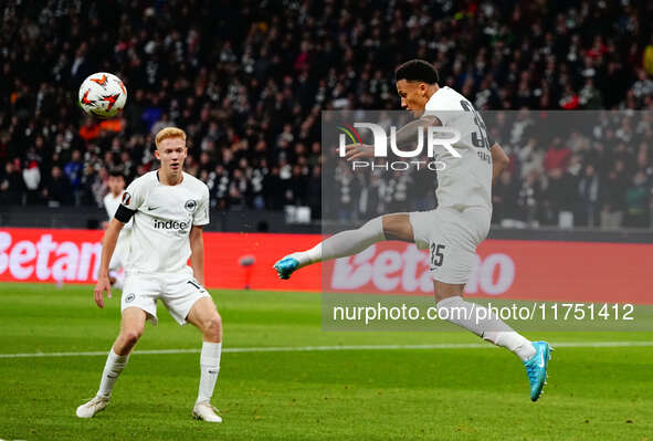 Tuta of Eintracht Frankfurt  controls the ball during the Eurepa League Round 4 match between Eintracht Frankfurt v SK Slavia Prague at the...