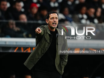 Dino Toppmoller of Eintracht Frankfurt  gestures during the Eurepa League Round 4 match between Eintracht Frankfurt v SK Slavia Prague at th...