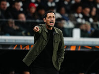 Dino Toppmoller of Eintracht Frankfurt  gestures during the Eurepa League Round 4 match between Eintracht Frankfurt v SK Slavia Prague at th...