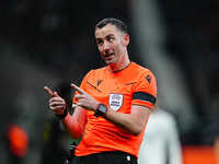 Chris Kavanagh, Referee from England,  gestures during the Eurepa League Round 4 match between Eintracht Frankfurt v SK Slavia Prague at the...