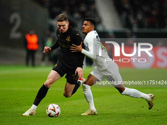 Lukas Provod of SK Slavia Prague  controls the ball during the Eurepa League Round 4 match between Eintracht Frankfurt v SK Slavia Prague at...