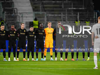  SK Slavia Prague team  during the Eurepa League Round 4 match between Eintracht Frankfurt v SK Slavia Prague at the Deutsche Bank Park, Fra...