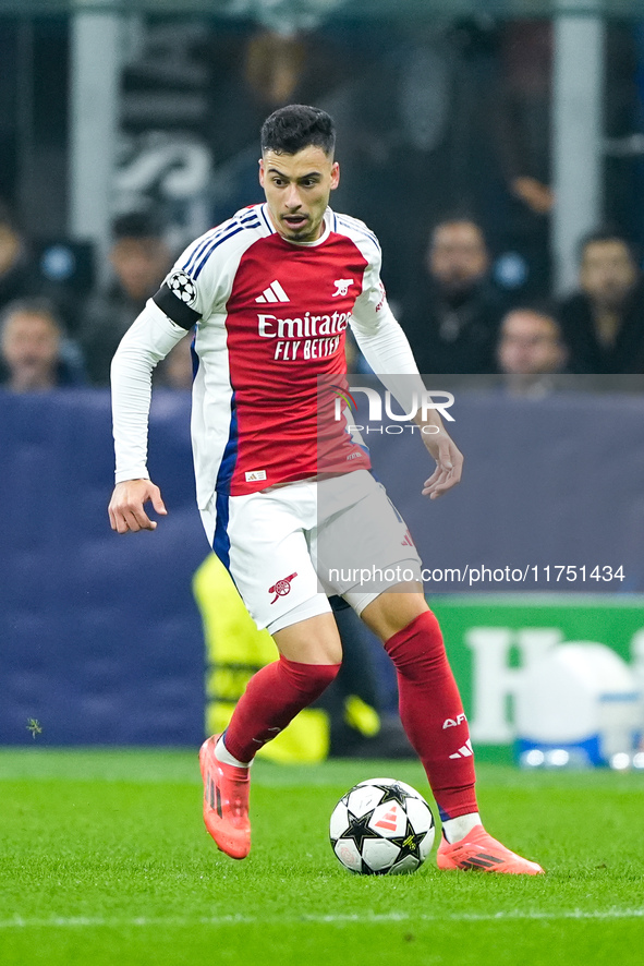 Gabriel Martinelli of Arsenal during the UEFA Champions League 2024/25 League Phase MD4 match between FC Internazionale and Arsenal at Stadi...