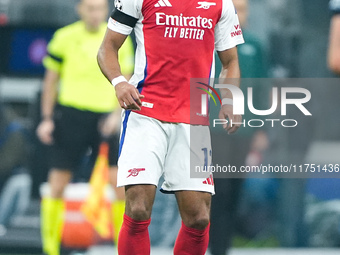 Jurrien Timber of Arsenal during the UEFA Champions League 2024/25 League Phase MD4 match between FC Internazionale and Arsenal at Stadio Sa...