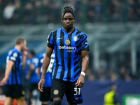 Yann Aurel Bisseck of FC Internazionale reacts during the UEFA Champions League 2024/25 League Phase MD4 match between FC Internazionale and...