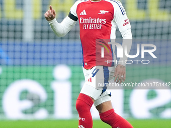 Ben White of Arsenal during the UEFA Champions League 2024/25 League Phase MD4 match between FC Internazionale and Arsenal at Stadio San Sir...