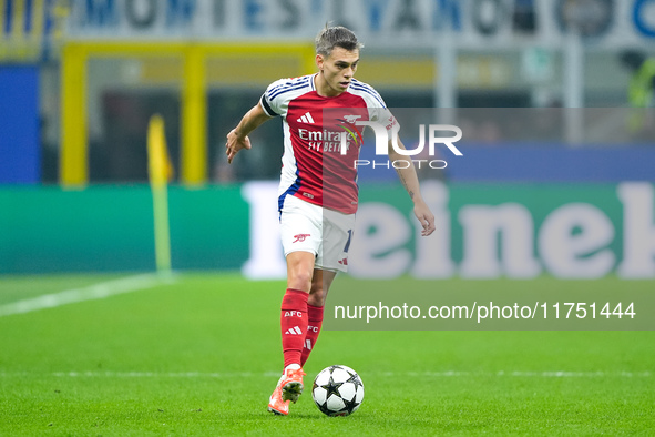 Leandro Trossard of Arsenal during the UEFA Champions League 2024/25 League Phase MD4 match between FC Internazionale and Arsenal at Stadio...