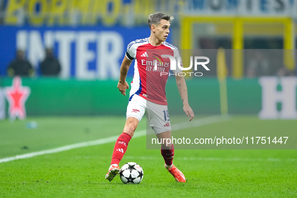 Leandro Trossard of Arsenal during the UEFA Champions League 2024/25 League Phase MD4 match between FC Internazionale and Arsenal at Stadio...