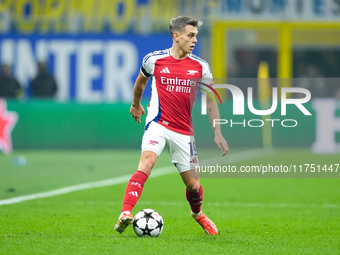 Leandro Trossard of Arsenal during the UEFA Champions League 2024/25 League Phase MD4 match between FC Internazionale and Arsenal at Stadio...