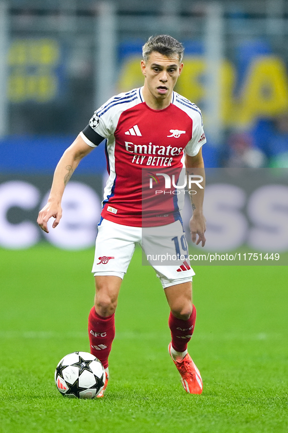 Leandro Trossard of Arsenal during the UEFA Champions League 2024/25 League Phase MD4 match between FC Internazionale and Arsenal at Stadio...