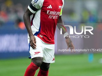 Bukayo Saka of Arsenal during the UEFA Champions League 2024/25 League Phase MD4 match between FC Internazionale and Arsenal at Stadio San S...