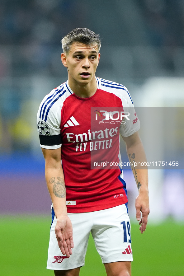 Leandro Trossard of Arsenal looks on during the UEFA Champions League 2024/25 League Phase MD4 match between FC Internazionale and Arsenal a...