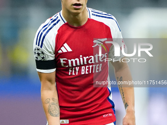 Leandro Trossard of Arsenal looks on during the UEFA Champions League 2024/25 League Phase MD4 match between FC Internazionale and Arsenal a...