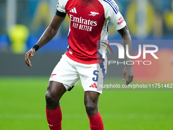 Thomas Partey of Arsenal during the UEFA Champions League 2024/25 League Phase MD4 match between FC Internazionale and Arsenal at Stadio San...