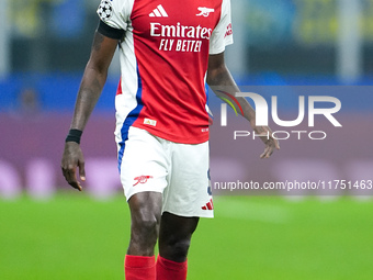 Thomas Partey of Arsenal during the UEFA Champions League 2024/25 League Phase MD4 match between FC Internazionale and Arsenal at Stadio San...