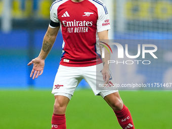 Leandro Trossard of Arsenal during the UEFA Champions League 2024/25 League Phase MD4 match between FC Internazionale and Arsenal at Stadio...