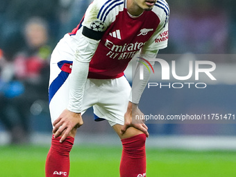 Gabriel Martinelli of Arsenal reacts during the UEFA Champions League 2024/25 League Phase MD4 match between FC Internazionale and Arsenal a...