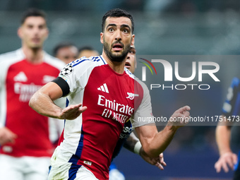 Mikel Merino of Arsenal during the UEFA Champions League 2024/25 League Phase MD4 match between FC Internazionale and Arsenal at Stadio San...