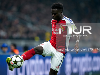 Bukayo Saka of Arsenal during the UEFA Champions League 2024/25 League Phase MD4 match between FC Internazionale and Arsenal at Stadio San S...