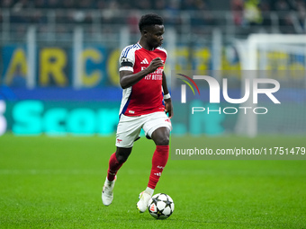 Bukayo Saka of Arsenal during the UEFA Champions League 2024/25 League Phase MD4 match between FC Internazionale and Arsenal at Stadio San S...