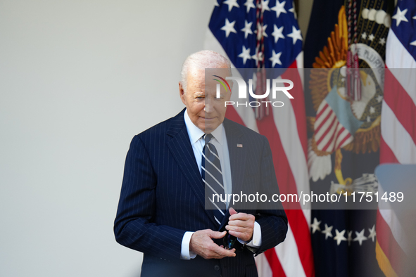 President Biden promises a smooth transition to President Trump during a speech in the White House Rose Garden in Washington, D.C., United S...