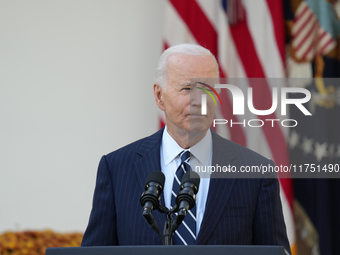 President Biden promises a smooth transition to President Trump during a speech in the White House Rose Garden in Washington, D.C., United S...