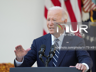 President Biden promises a smooth transition to President Trump during a speech in the White House Rose Garden in Washington, D.C., United S...