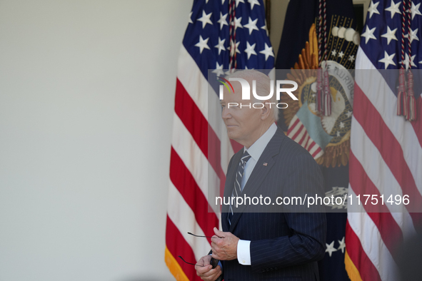 President Biden promises a smooth transition to President Trump during a speech in the White House Rose Garden in Washington, D.C., United S...