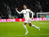 Omar Marmoush of Eintracht Frankfurt  celebrates the teams first goal during the Eurepa League Round 4 match between Eintracht Frankfurt v S...