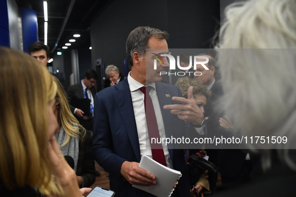 Alexander De Croo, Prime Minister of Belgium, holds a doorstep press conference on the 5th European Political Community Summit in Budapest,...