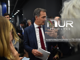 Alexander De Croo, Prime Minister of Belgium, holds a doorstep press conference on the 5th European Political Community Summit in Budapest,...