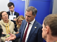 Alexander De Croo, Prime Minister of Belgium, holds a doorstep press conference on the 5th European Political Community Summit in Budapest,...