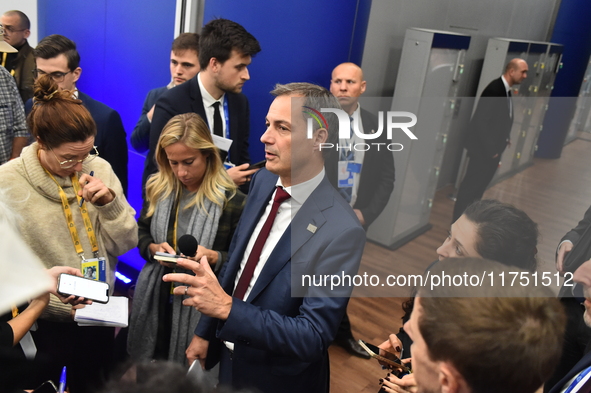 Alexander De Croo, Prime Minister of Belgium, holds a doorstep press conference on the 5th European Political Community Summit in Budapest,...