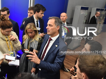 Alexander De Croo, Prime Minister of Belgium, holds a doorstep press conference on the 5th European Political Community Summit in Budapest,...