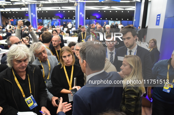 Alexander De Croo, Prime Minister of Belgium, holds a doorstep press conference on the 5th European Political Community Summit in Budapest,...