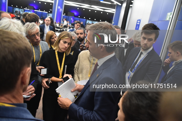 Alexander De Croo, Prime Minister of Belgium, holds a doorstep press conference on the 5th European Political Community Summit in Budapest,...