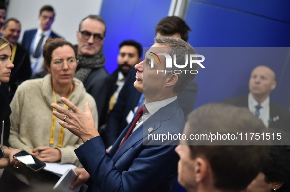 Alexander De Croo, Prime Minister of Belgium, holds a doorstep press conference on the 5th European Political Community Summit in Budapest,...