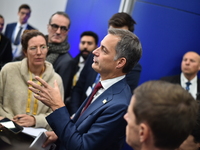 Alexander De Croo, Prime Minister of Belgium, holds a doorstep press conference on the 5th European Political Community Summit in Budapest,...