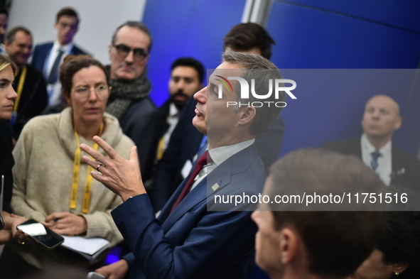 Alexander De Croo, Prime Minister of Belgium, holds a doorstep press conference on the 5th European Political Community Summit in Budapest,...