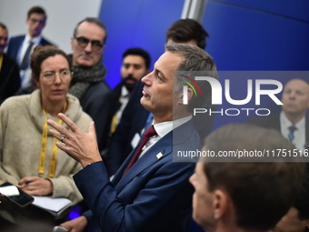 Alexander De Croo, Prime Minister of Belgium, holds a doorstep press conference on the 5th European Political Community Summit in Budapest,...