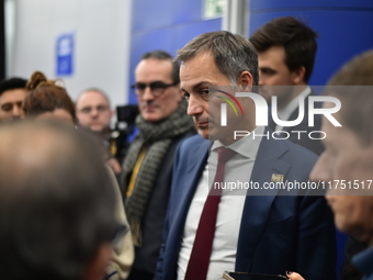 Alexander De Croo, Prime Minister of Belgium, holds a doorstep press conference on the 5th European Political Community Summit in Budapest,...